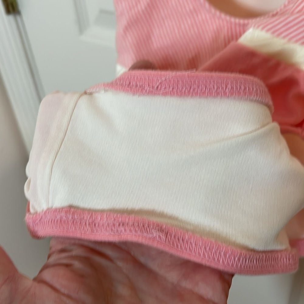 90s Pink Swimsuit, vintage Jantzen Striped Tank style Suit, cotton Lycra, 12 - Picture 10 of 10